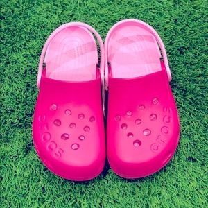 Girls Pink Crocs size J2